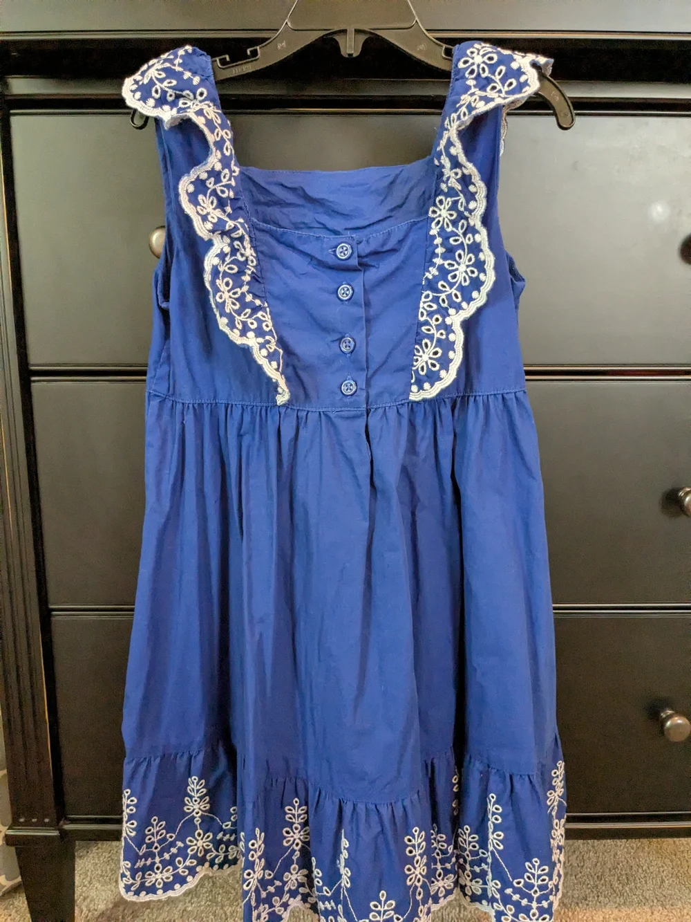 Gymboree Royal Blue Dress with White Embroidery